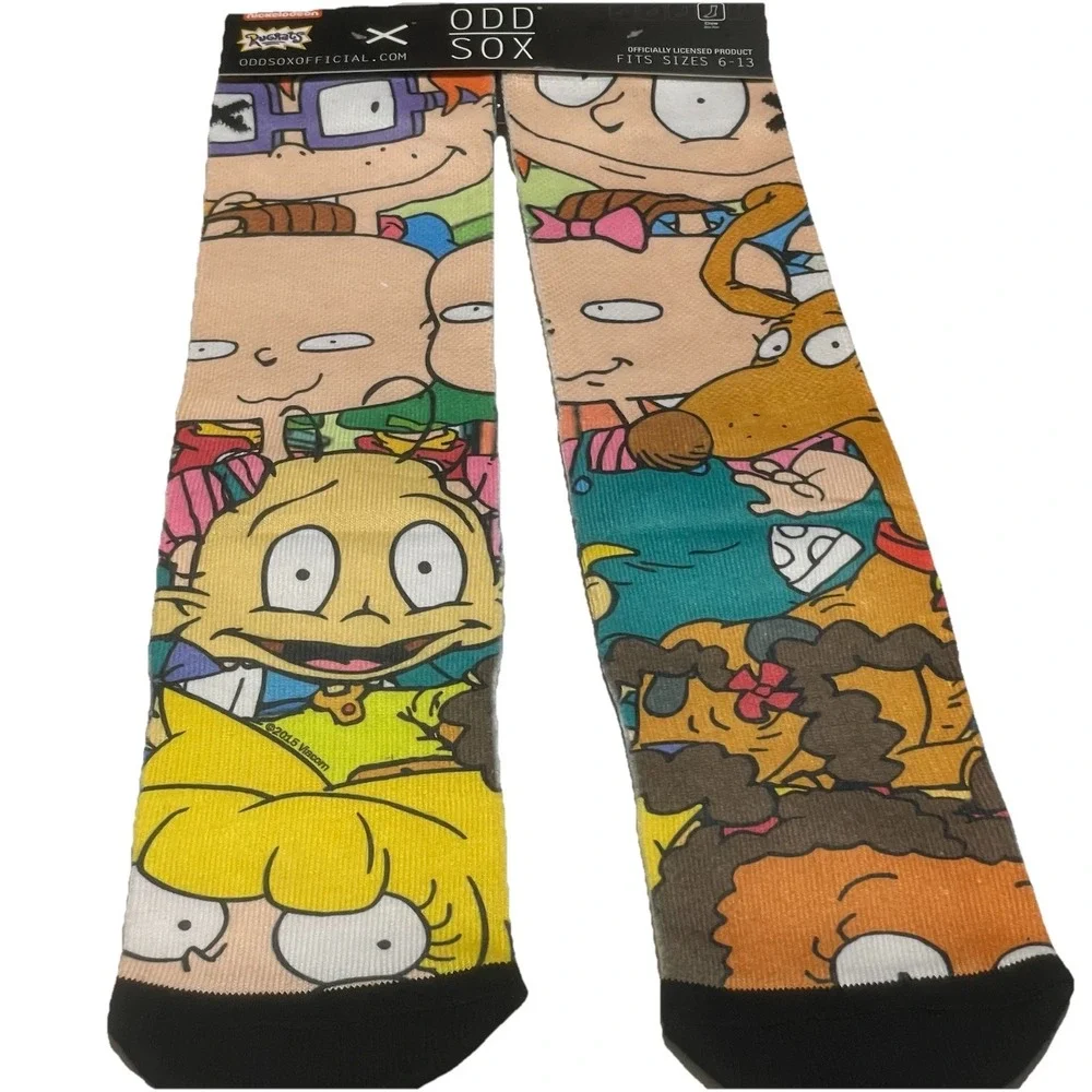 NEW‎ Odd Sox Unisex Crew Socks Rugrats 6-13 Orange Nickelodeon Cartoon Retro